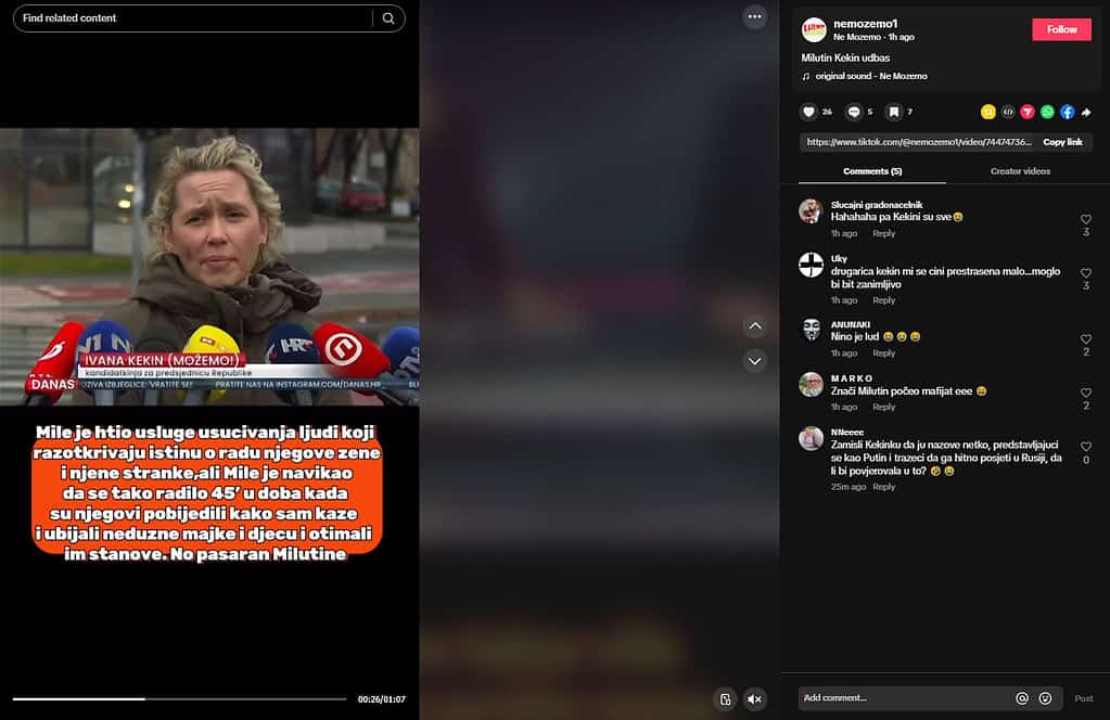Gong prijavio anti-Možemo difamacijske sadržaje TikToku, DIP-u i HAKOM-u 2