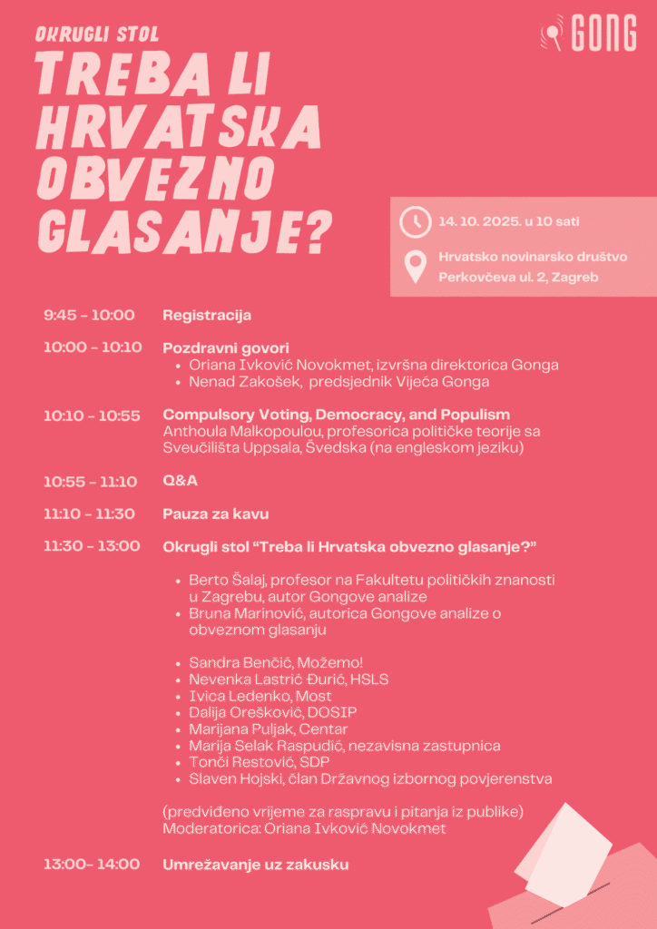 Okrugli stol “Treba li Hrvatska obvezno glasanje?” 2